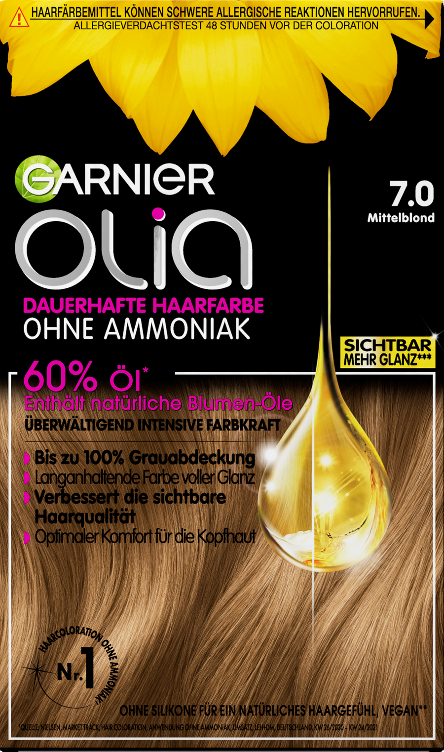 

Краска для волос Garnier Olia Dauerhafte Haarfarbe Coloration 7.0 Mittelblond