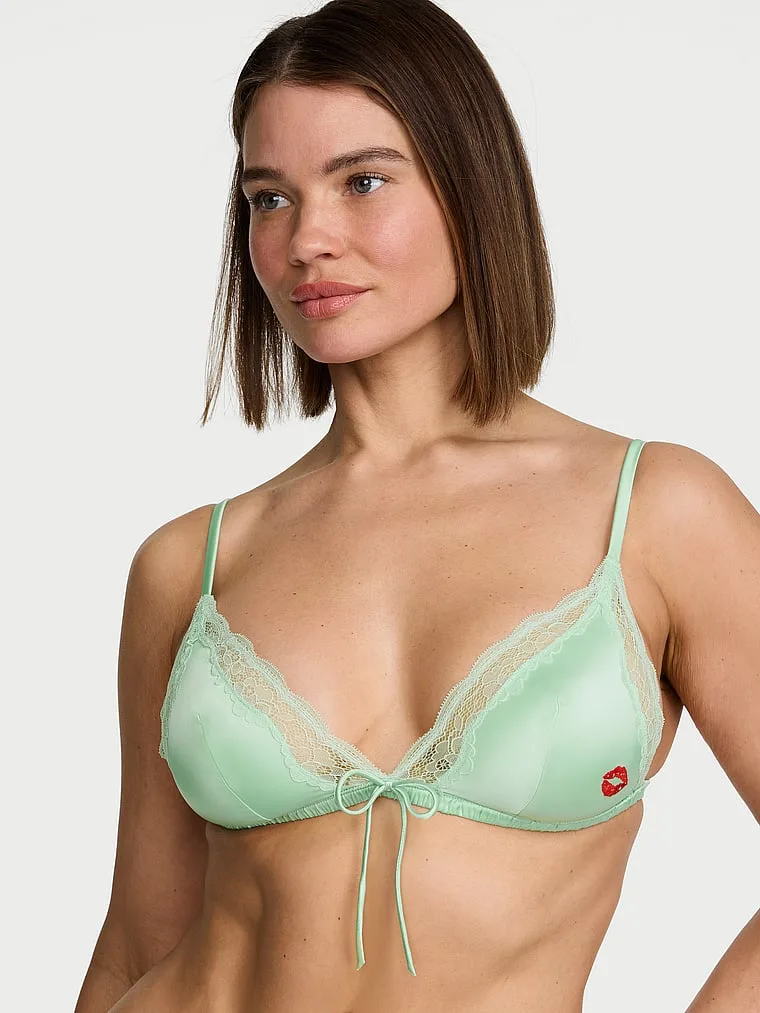 Дразнящий атласный поцелуй треугольный бюстгальтер Victoria'S Secret, Novelty Mint