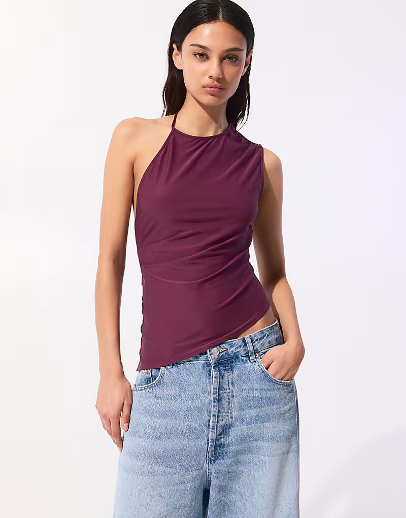 

Топ Pull&Bear на одно плечо с открытой спиной и асимметричным подолом