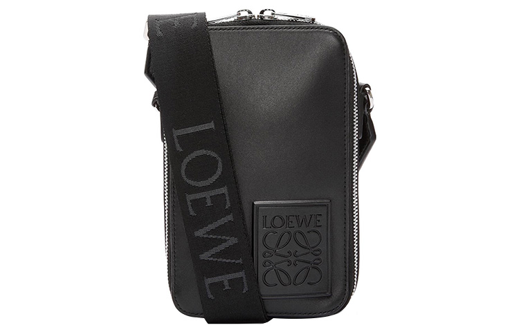 

Кожаная сумка через плечо на ручку, мужская черная LOEWE