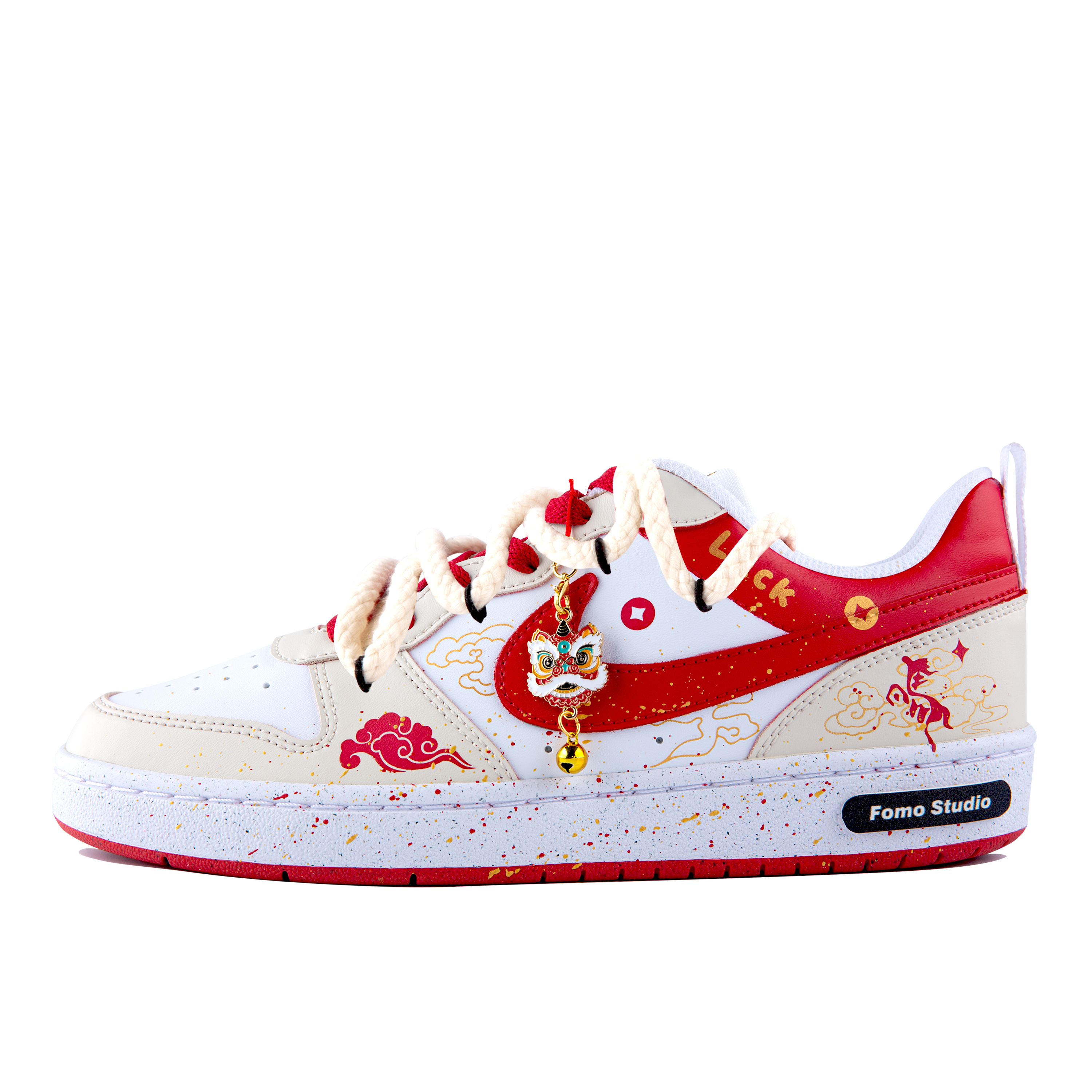 Nike Court Borough Abrasion Resistant Low top детские скейтбординг кроссовки White Red для подростков — фото 3