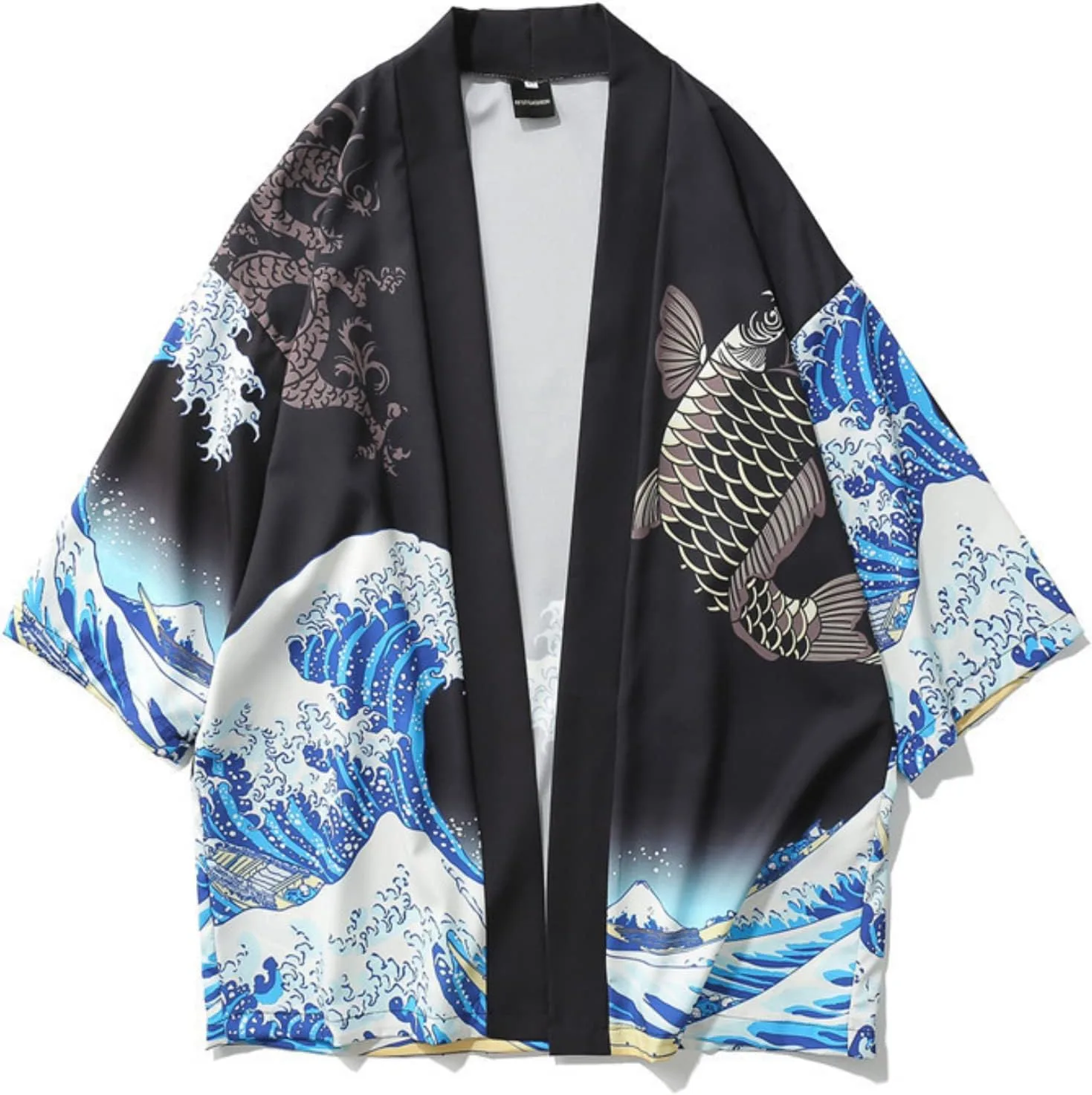 

Мужской кимоно-кардиган в японском стиле, The Great Wave Off Kangawa, короткий рукав SHINsuke