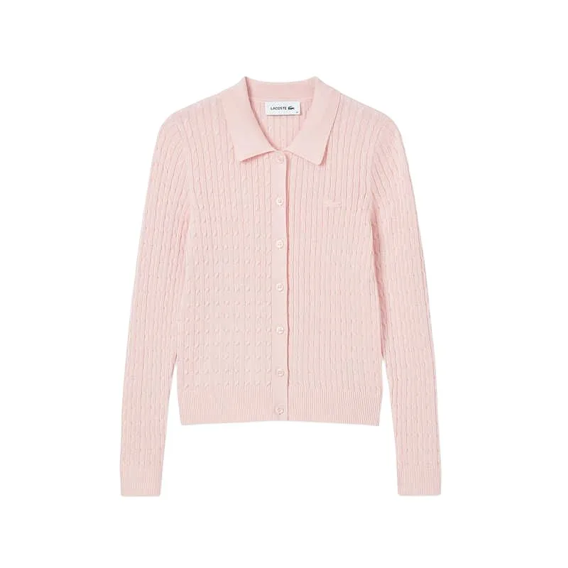 Кардиган женский LACOSTE ADY, с лацканами, розовый