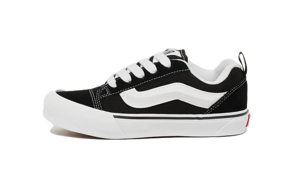 Vans Knu Skool Abrasion Resistant Low top детские скейтборд-кроссовки Black White для детей 3-7 лет