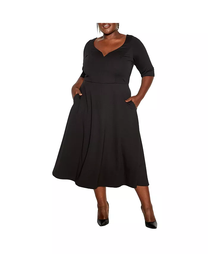

Платье с рукавами до локтей Plus Size Cute Girl CITY CHIC, черный