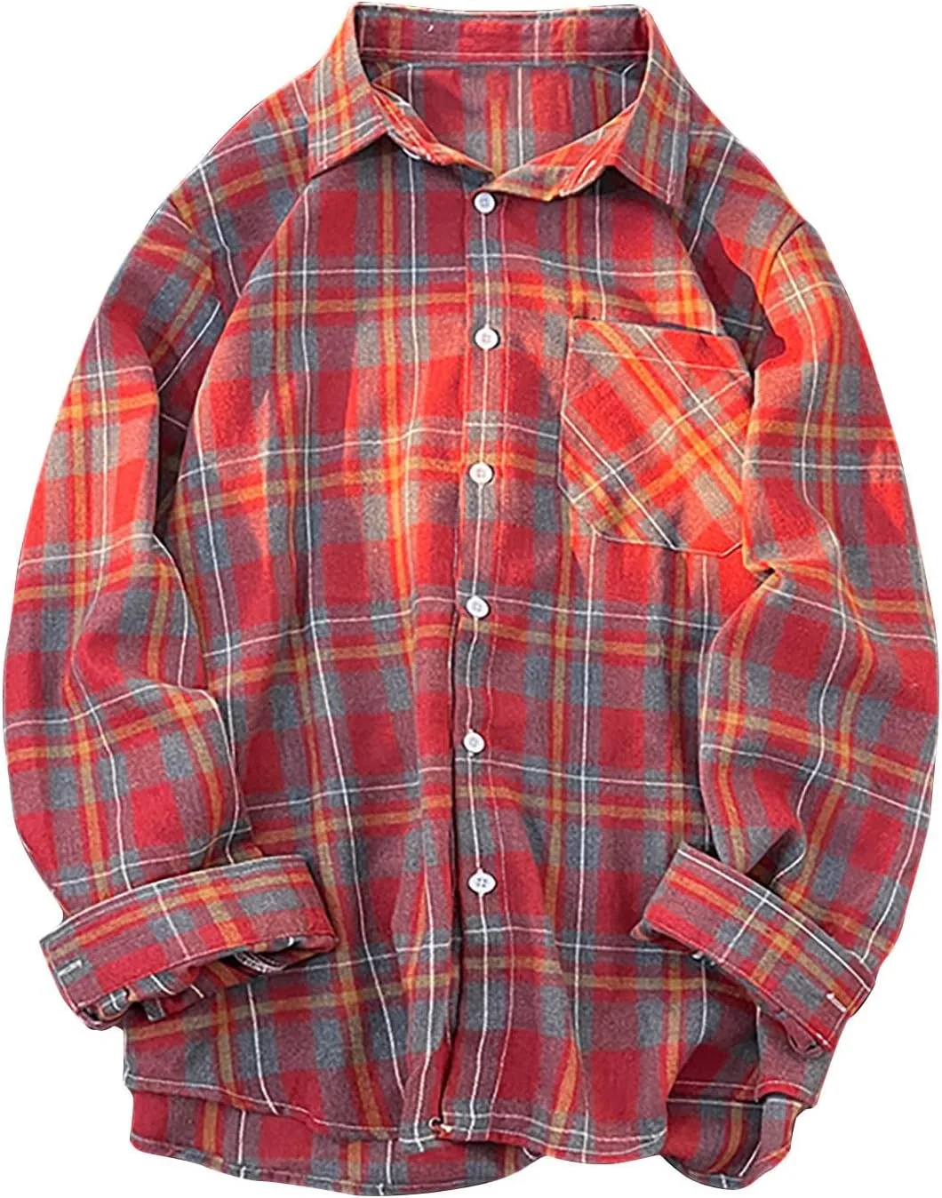 

Мужская рубашка с длинным рукавом на пуговицах, классическая клетчатая QUNPIU