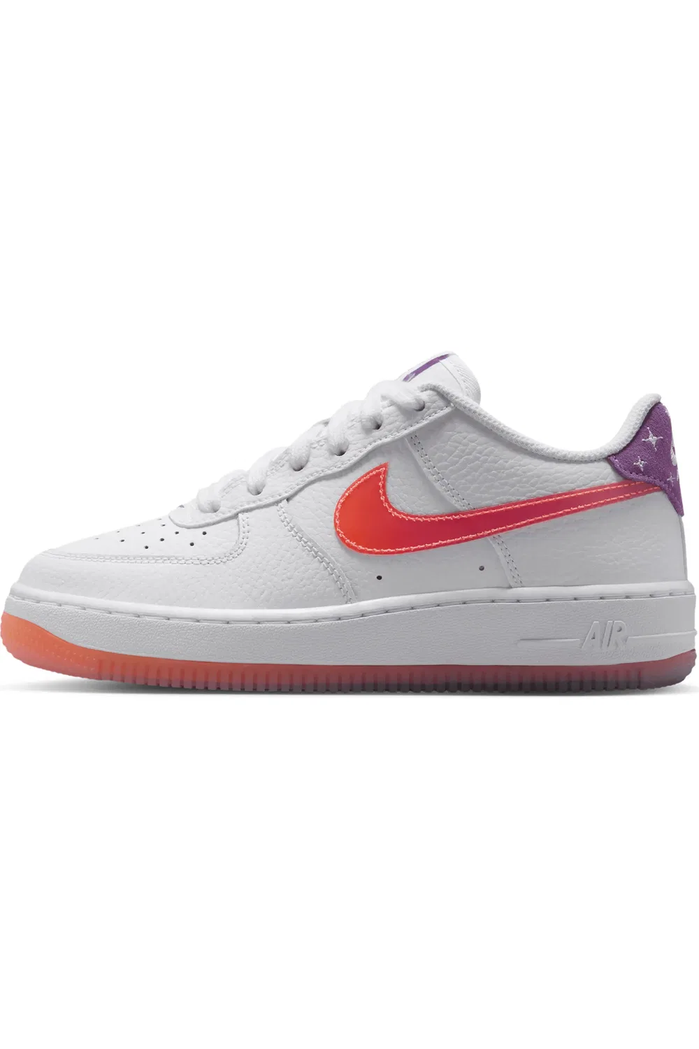 Детские кроссовки баскетбольные Air Force 1 Nike, White/Orange/Bright Violet — фото 2