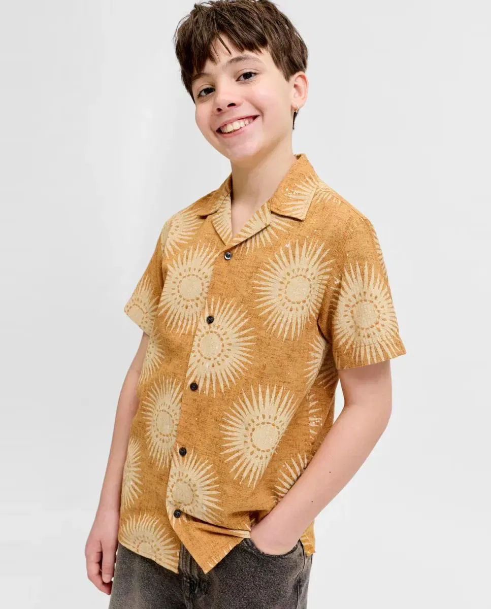 Детская рубашка с отложным воротником с коротким рукавом Jack & Jones, Yellow — фото 2