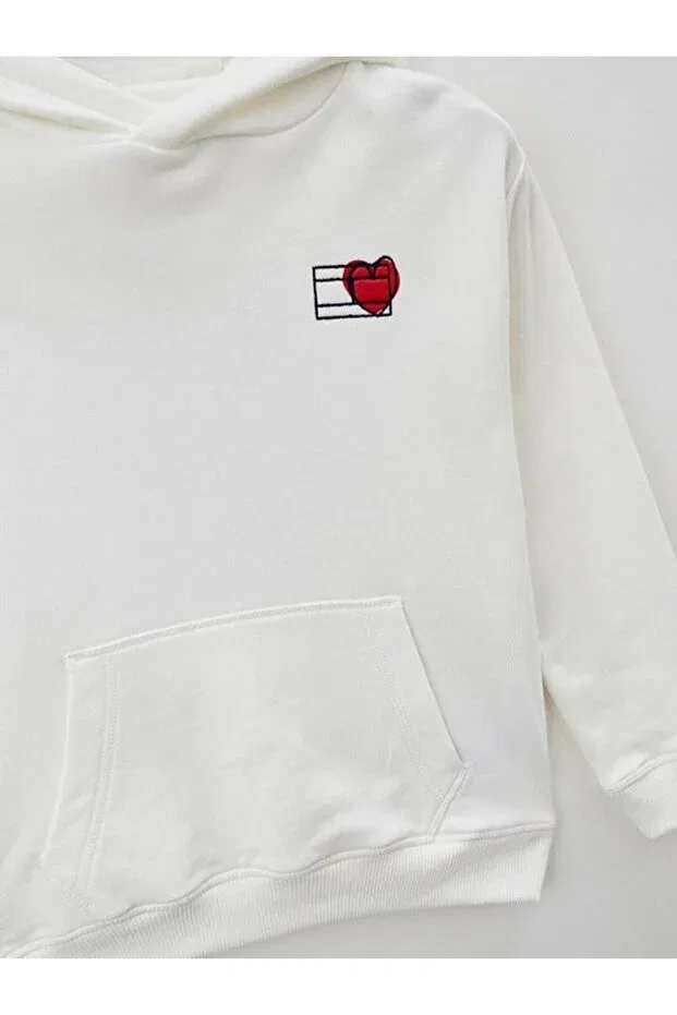 Детские свитшот для девочек хлопковый Valentines Tommy Hilfiger, White — фото 4