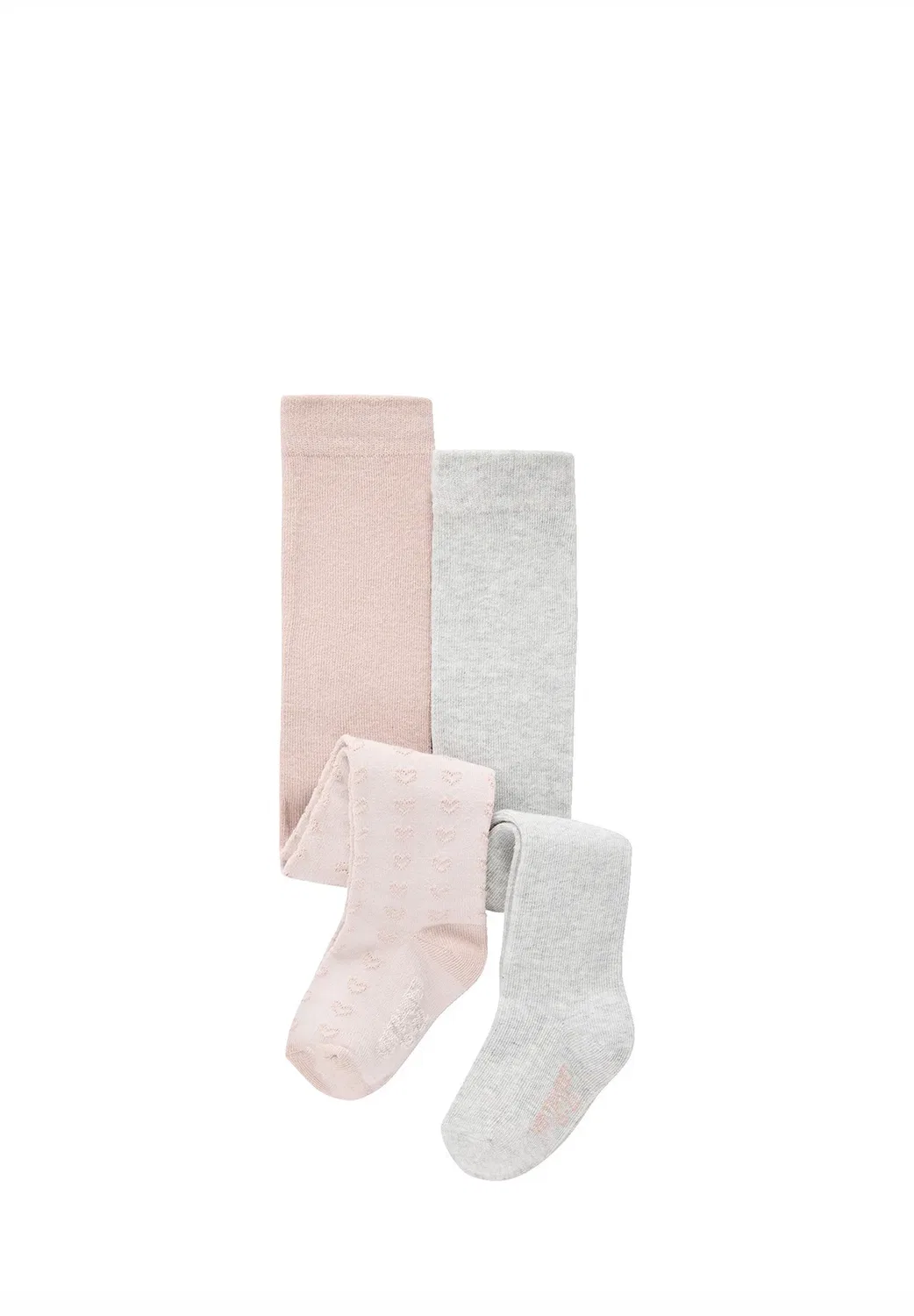 2Er-Pack baby strumpfhosen, herzmuster & rippstrick - колготки Vertbaudet, Rosa