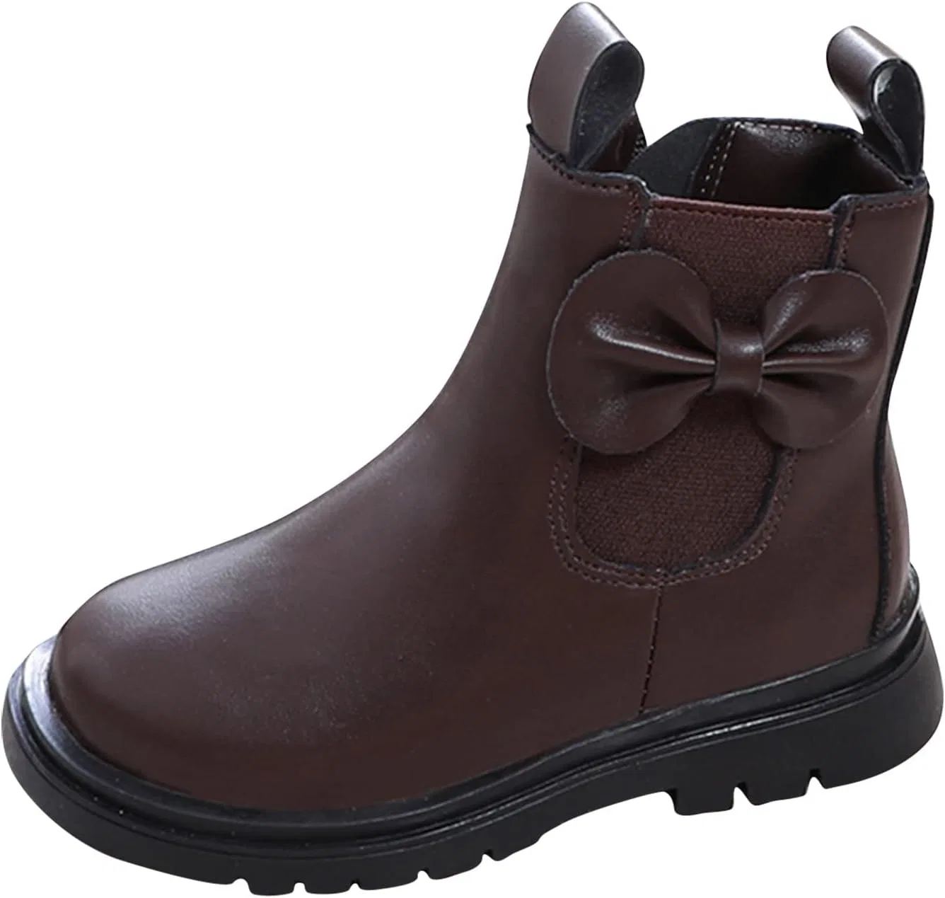 Детские ботинки для девочек с молнией и водоотталкивающим покрытием Black Leather Booties, Brown