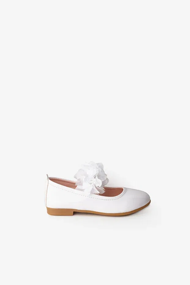 Детские туфли для девочек с розой из тюля Le Mabelle, White — фото 2