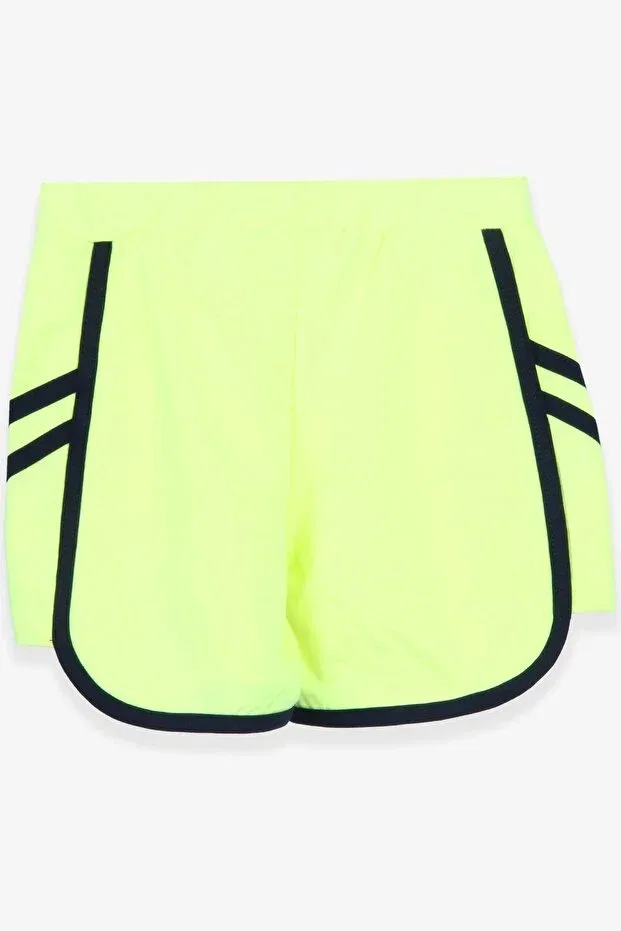 Детские шорты для девочек с принтом Girl's shorts with sequin heart Breeze, Neon Green — фото 2