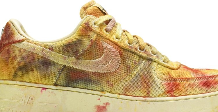 Кроссовки Nike Stussy x Lookout & Wonderland x Air Force 1 Low 'Hand Dyed - Los Angeles', желтый — фото 3