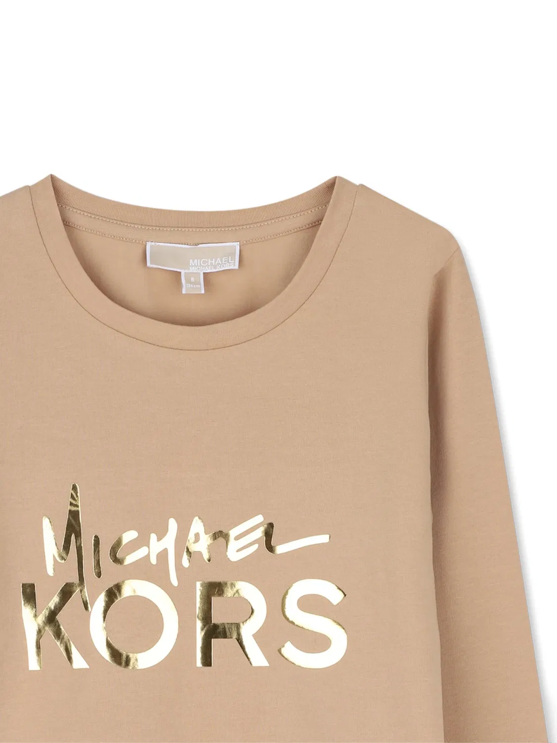 Футболка с длинными рукавами и логотипом Michael Kors Kids, нейтральные цвета — фото 3