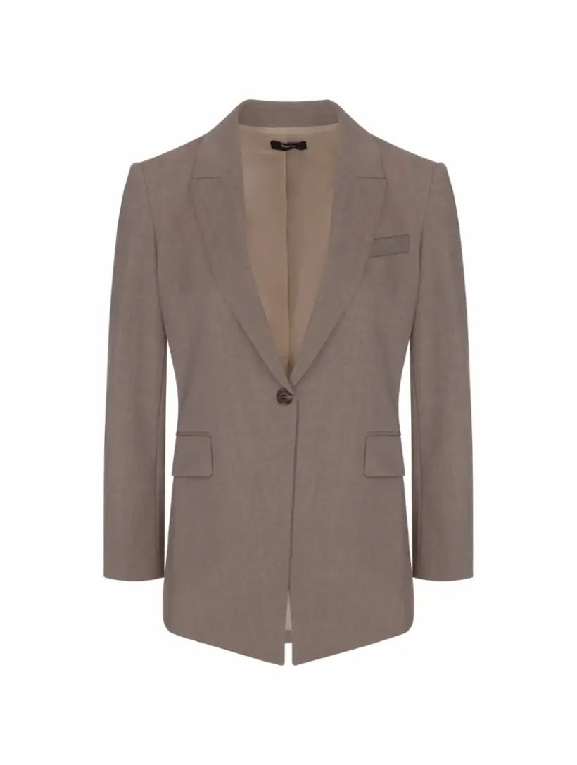 

Шерстяной однобортный жакет Theory, серый