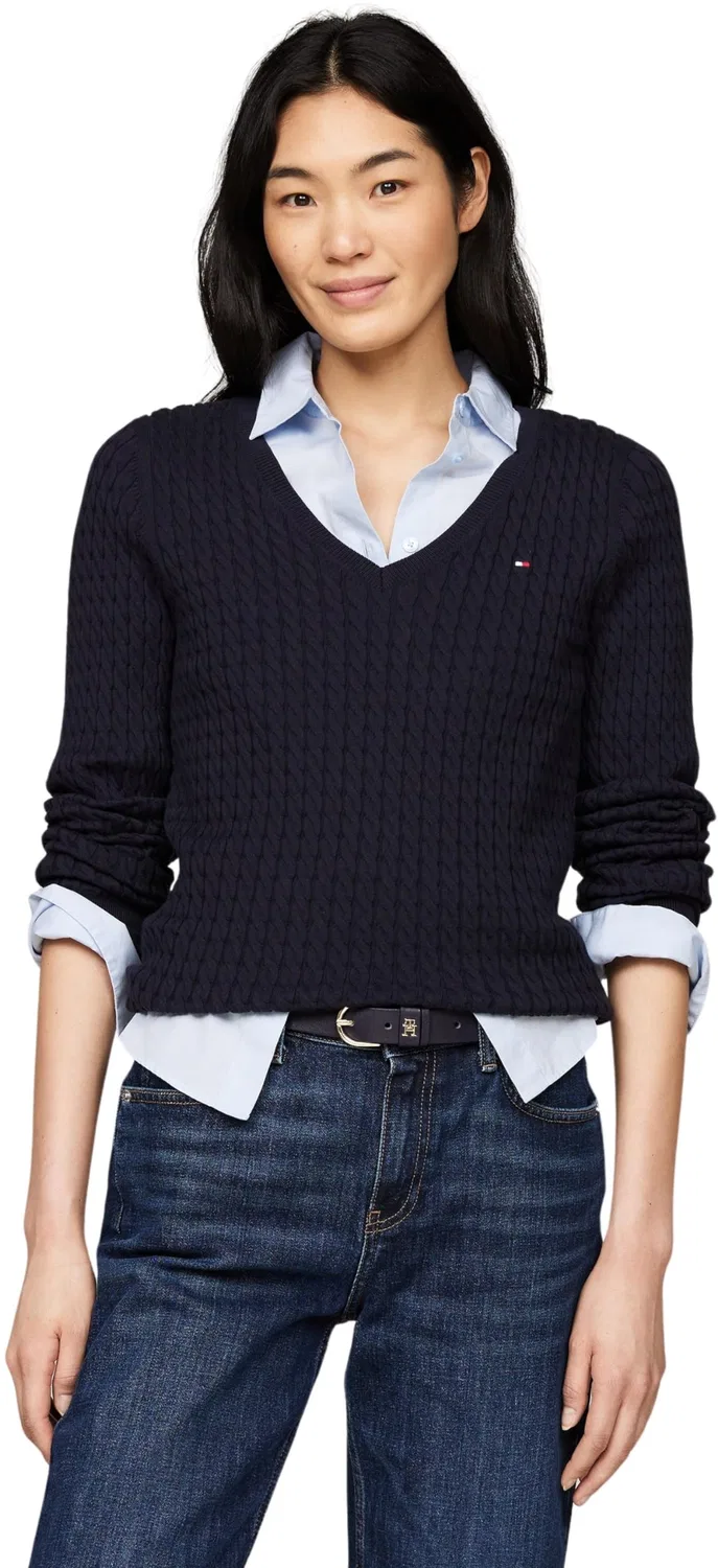 Женский свитер с высоким воротником Co Cable V-nk Tommy Hilfiger, Desert Sky