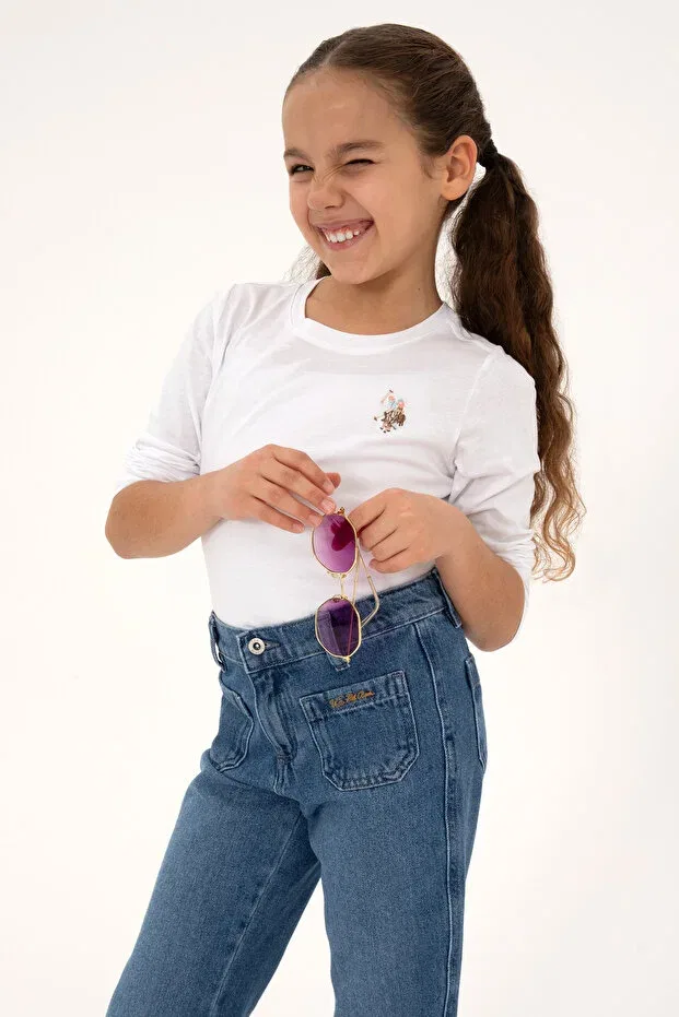 Детские свитшот для девочек с круглым вырезом U.S. Polo Assn., White