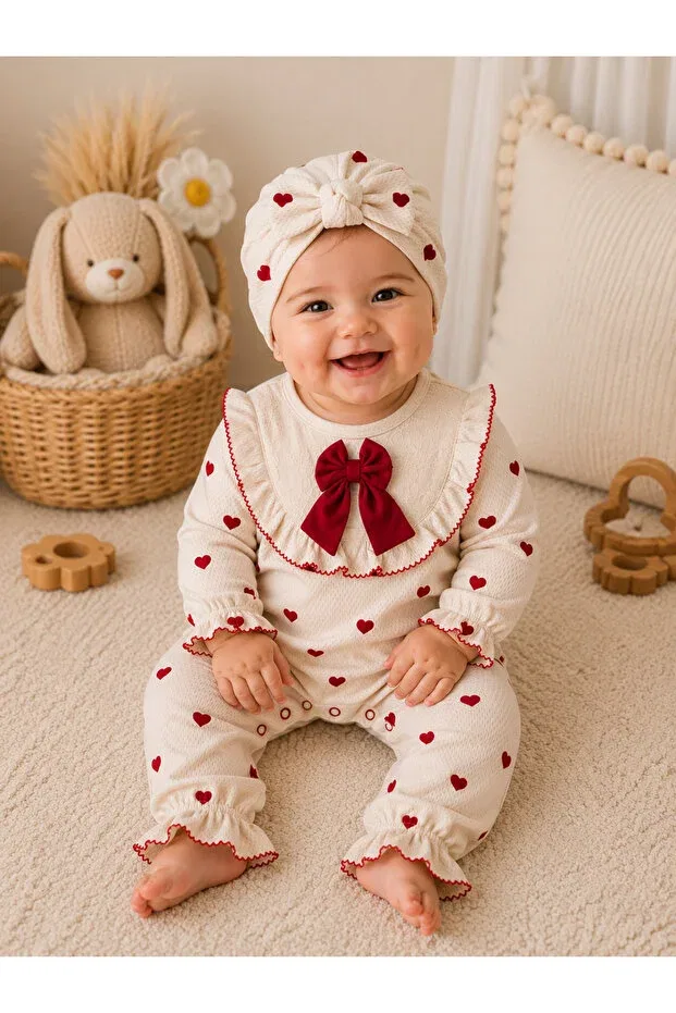 Детский комбинезон для девочек из хлопка My Babies Label, Red — фото 3