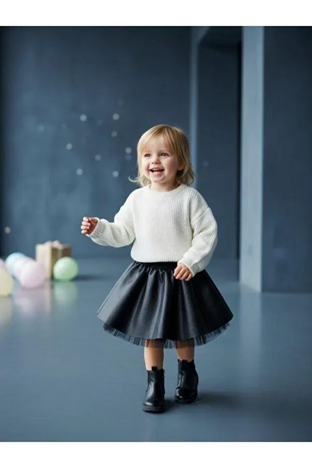 Детское платье для девочек кожаное Zekids, Black