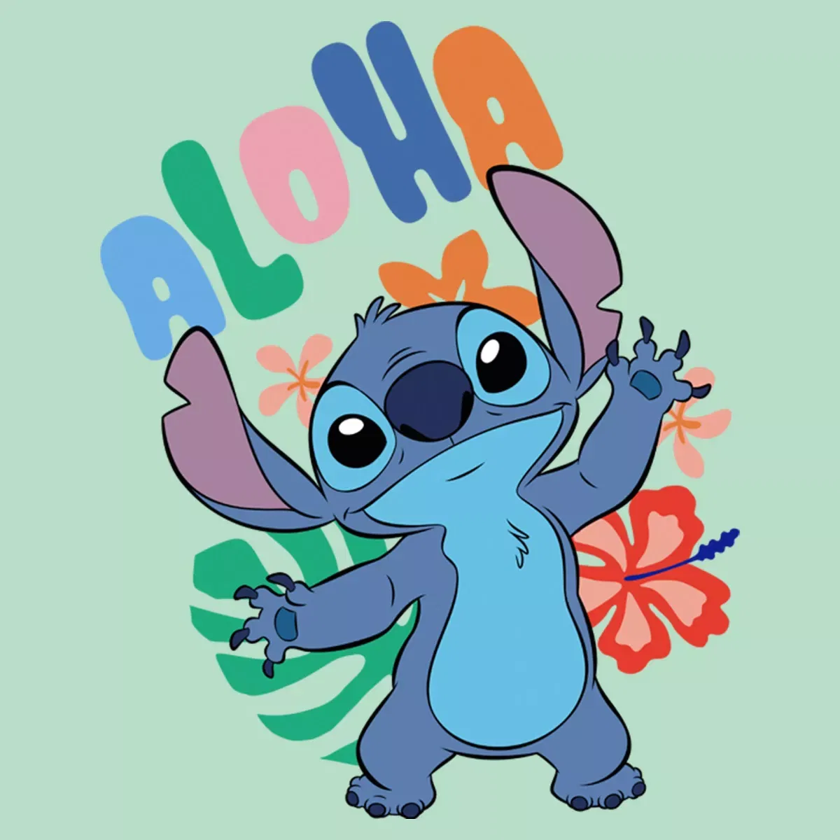 Детская футболка с принтом Colorful Aloha Stitch Lilo & Stitch, Mint — фото 2