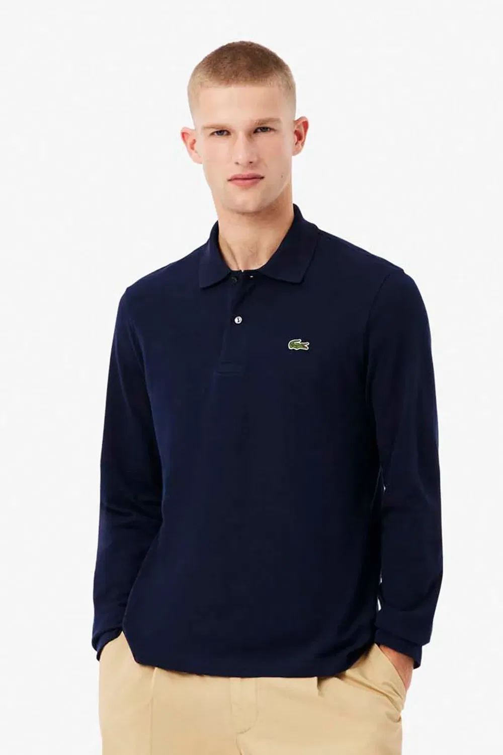 Мужской лонгслив-поло L1212 Lacoste, Navy Blue — фото 3