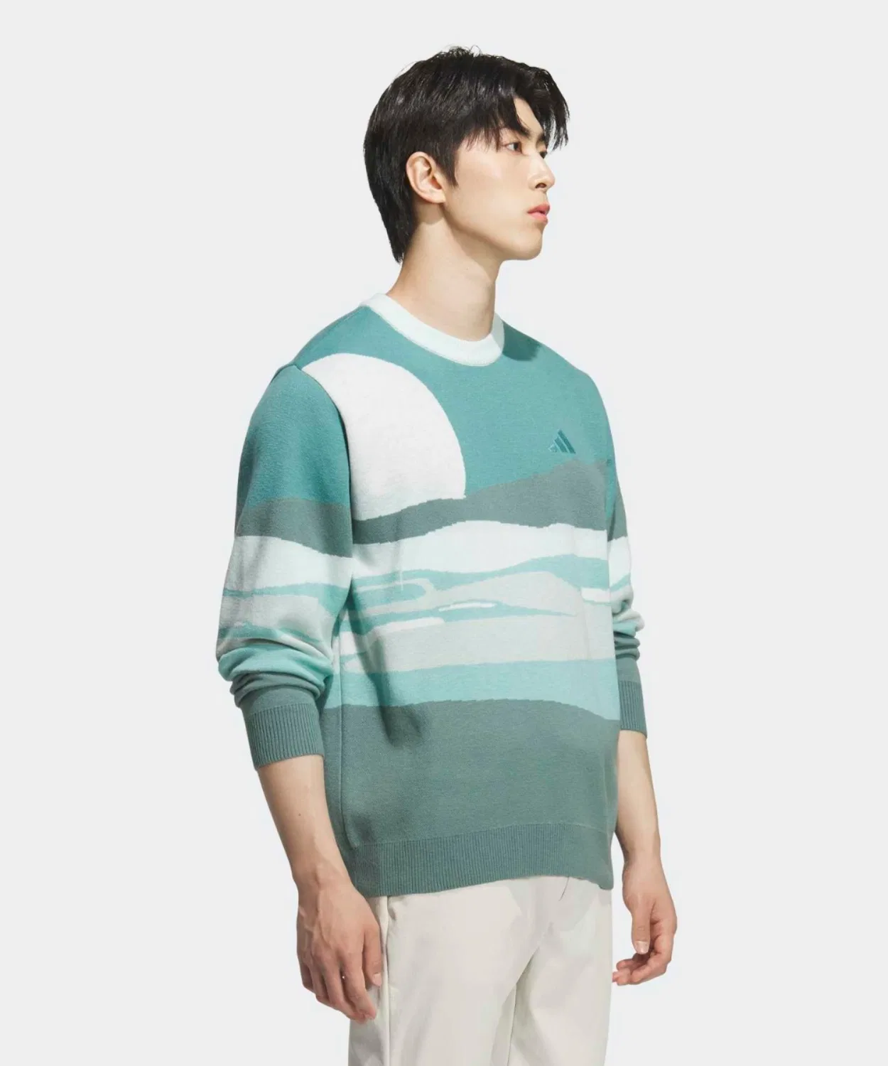 Мужской свитер с графическим принтом, с длинным рукавомAdidas Golf, Mint — фото 3
