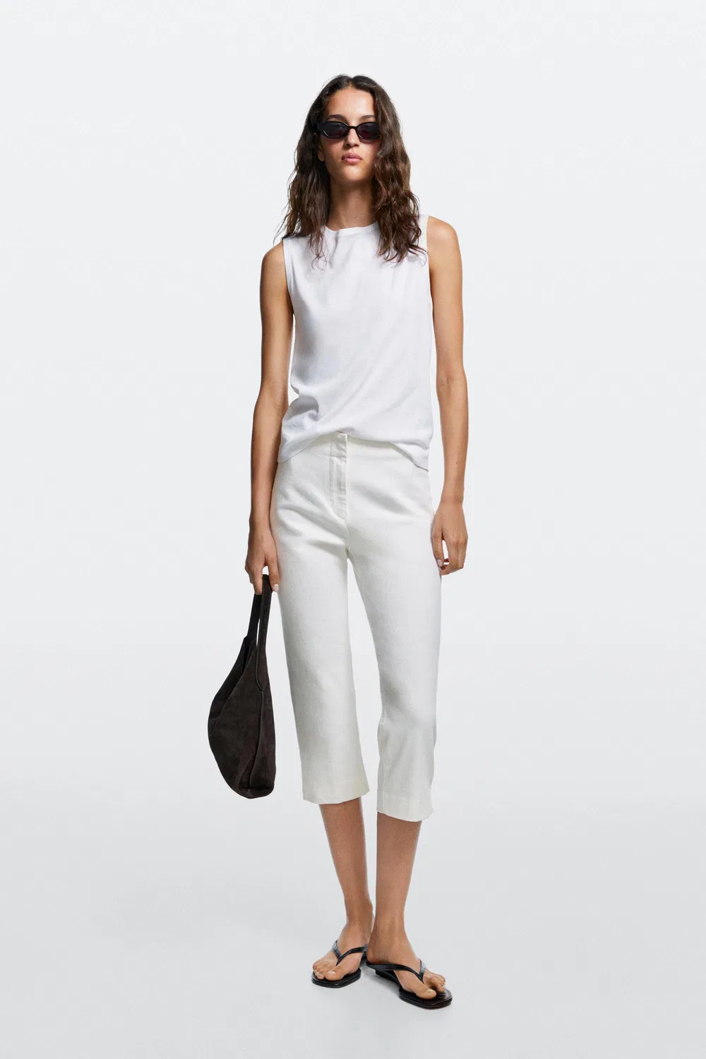Джинсовые капри Massimo Dutti, кремовый