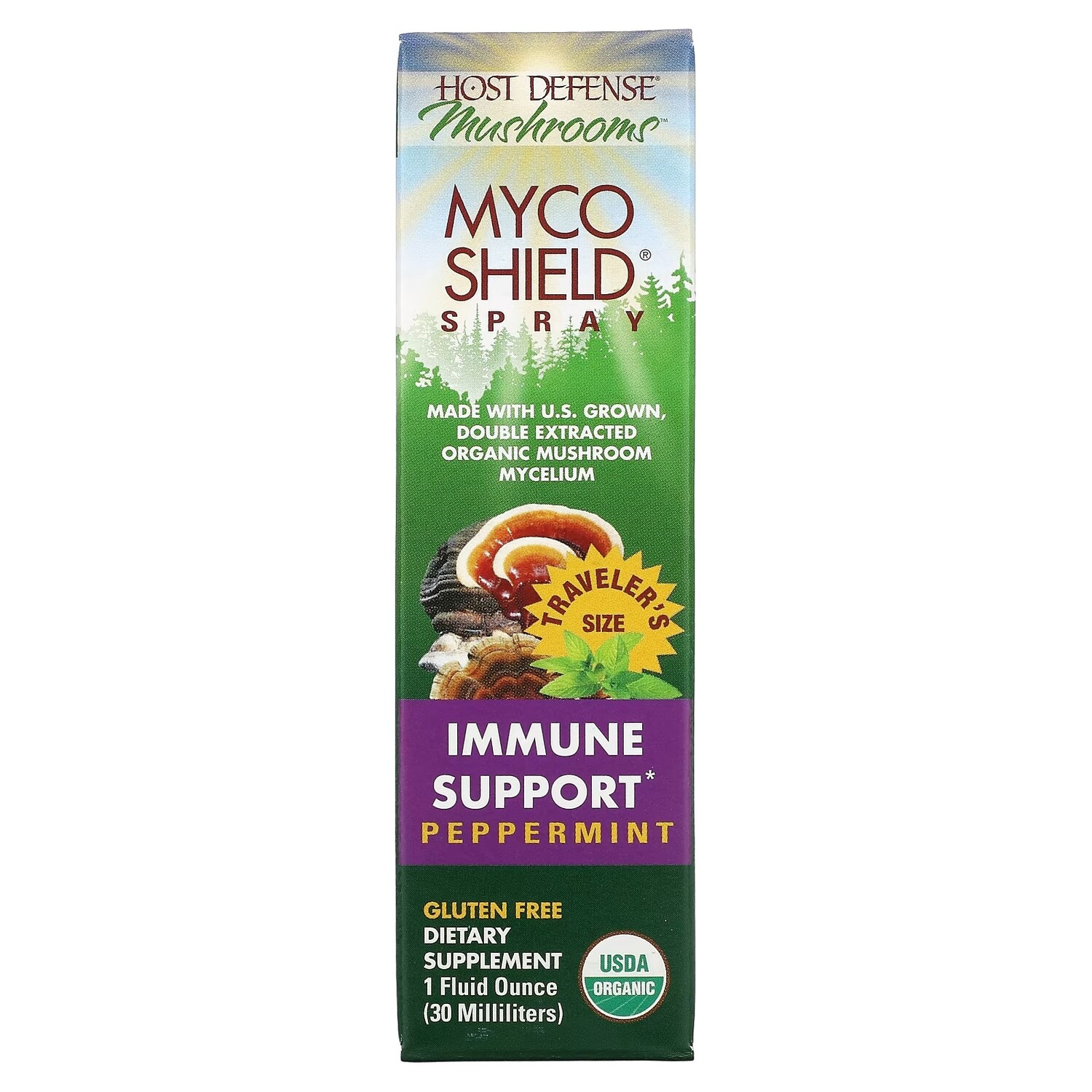 

Спрей для Поддержки Иммунитета Fungi Perfecti Host Defense Mushrooms Myco Shield, перечная мята, 30 мл