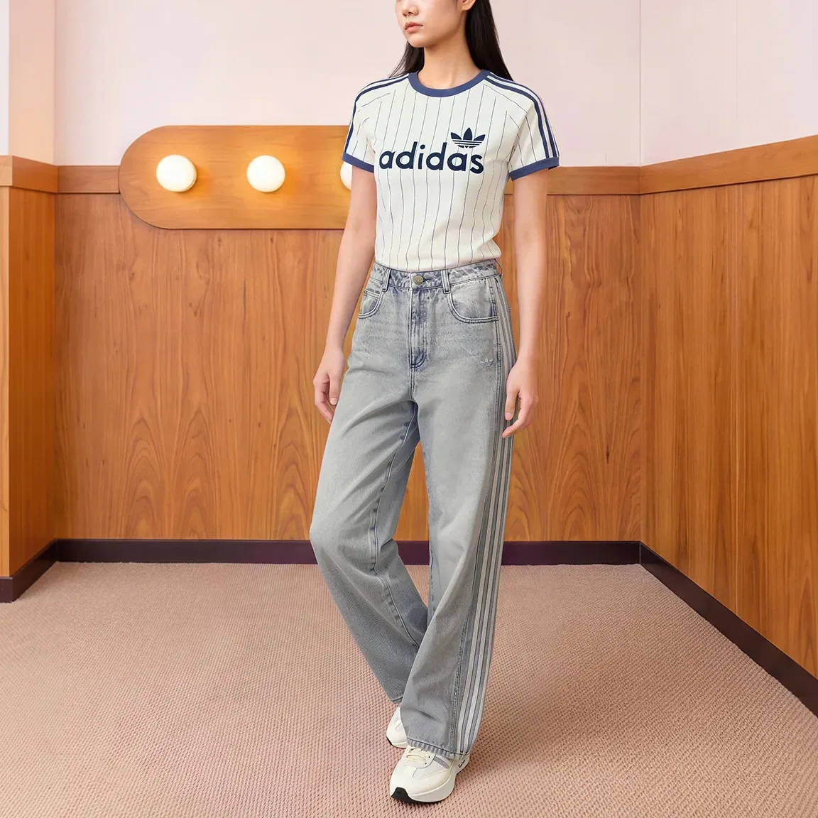 Женские джинсы прямого кроя Light Denim Blue Adidas Originals — фото 4