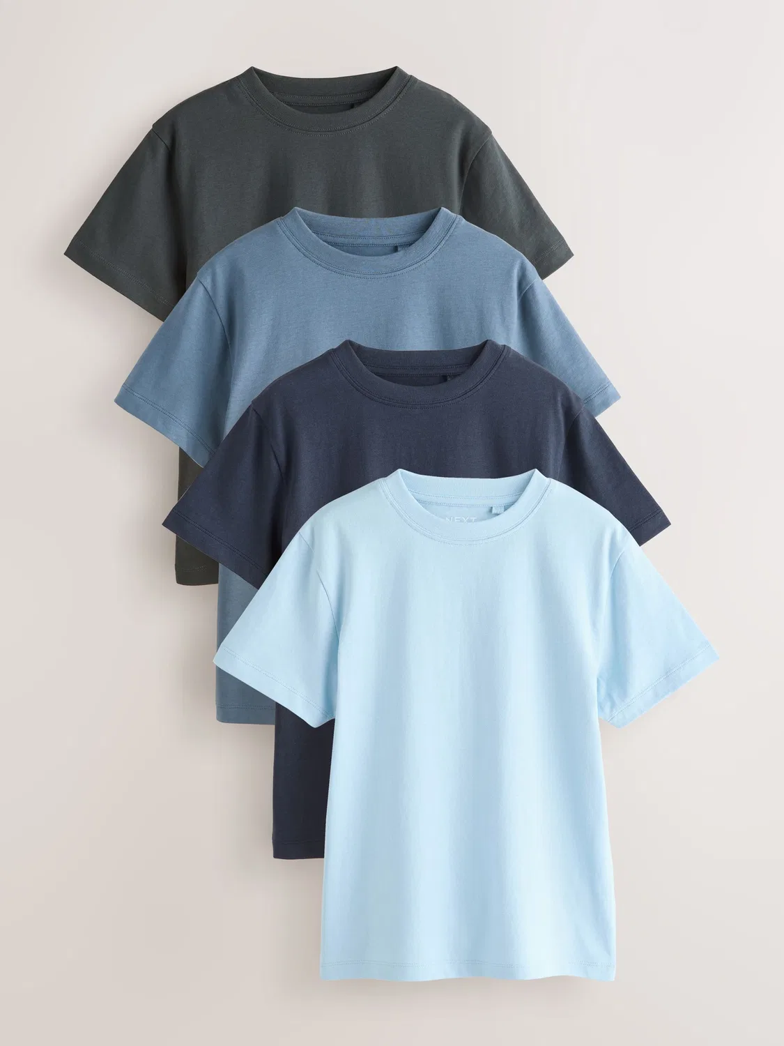 Футболки 4 шт., свободная посадка Next, navy/mid blue/charcoal/light blue