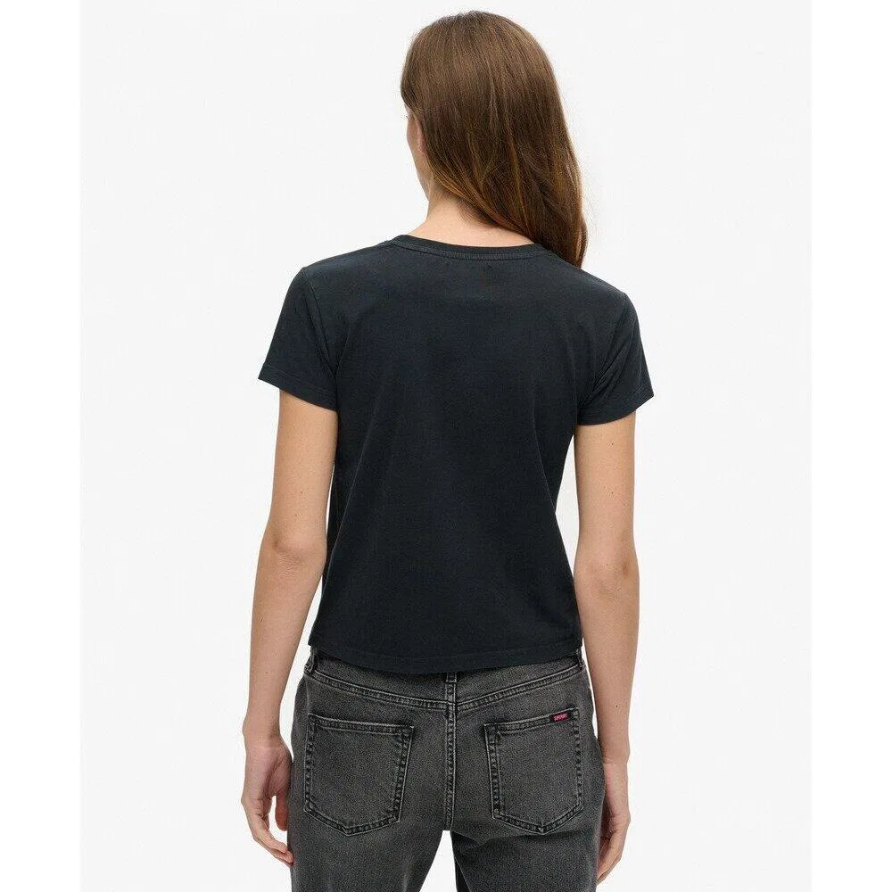 Женская футболка облегающая Superdry, Schwarz — фото 4