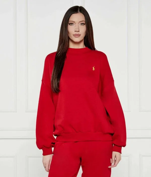 Женский пуловер оверсайз из футера Polo Ralph Lauren, красный
