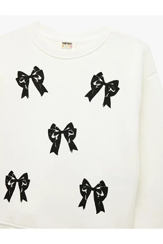 Детское для девочек свитшот с принтом Girl'S sweat 6wkg10211ak Koton, Ecru — фото 3