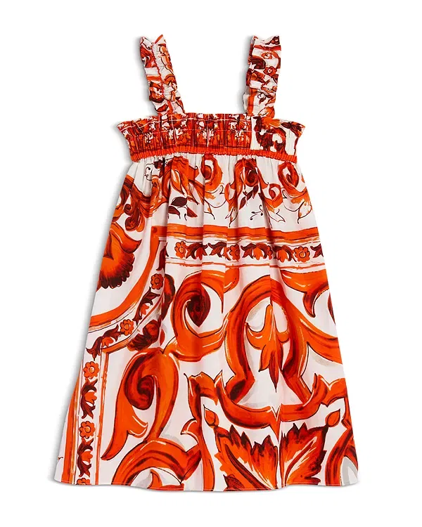Детское платье для девочек с принтом Dolce & Gabbana, White Print — фото 2