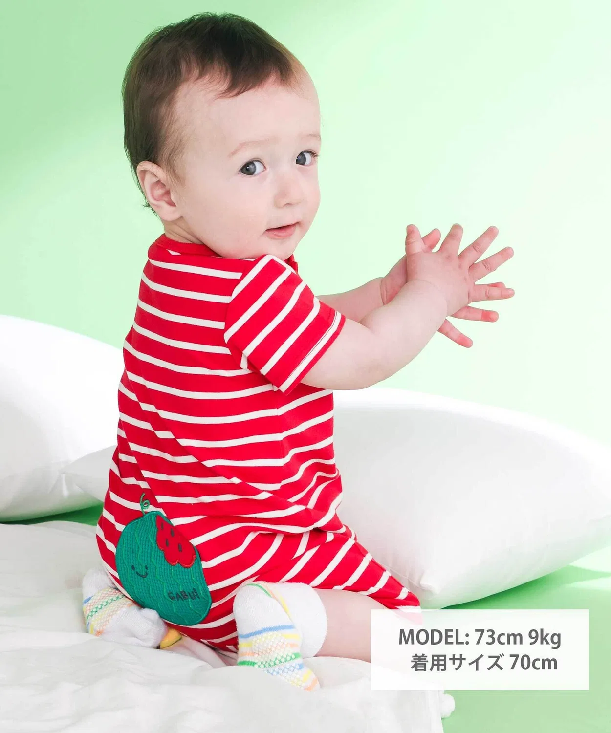 Детский боди-комбинезон с фруктовым патчем и принтом, модель Fruit Patch SLAP SLIP BABY, Red — фото 2