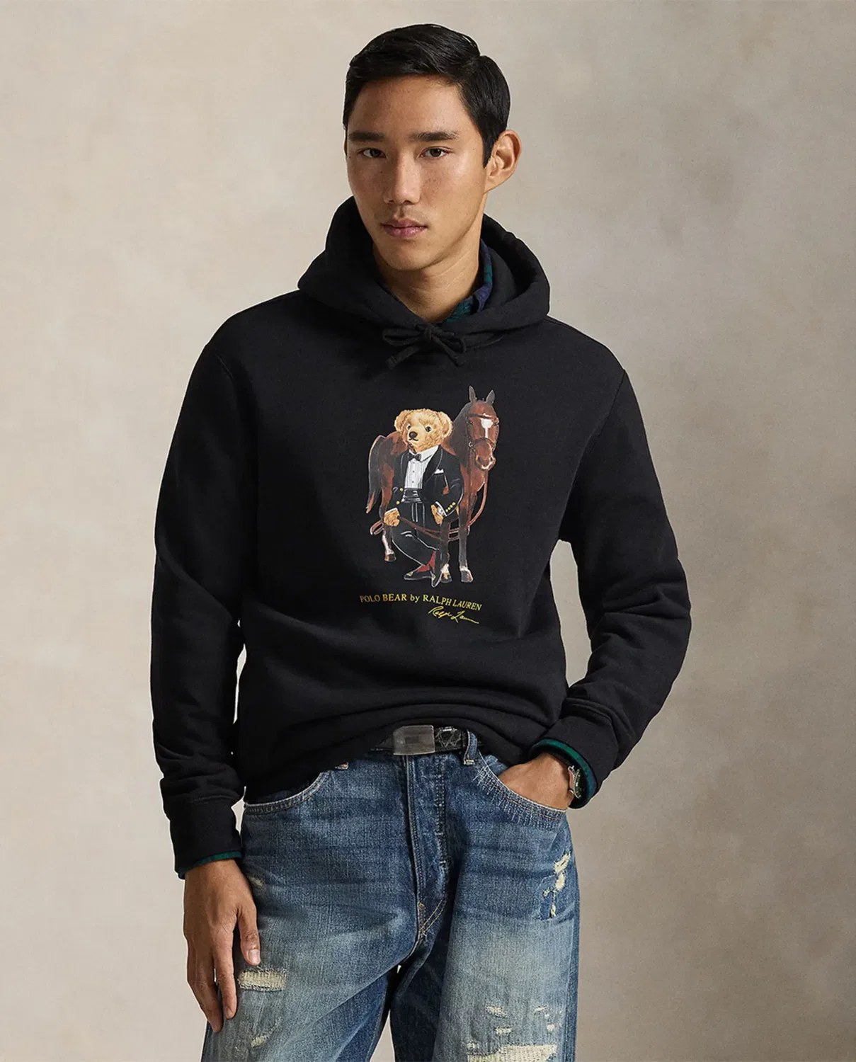 Мужская худи с капюшоном с принтом Polo Bear Polo Ralph Lauren, Negro