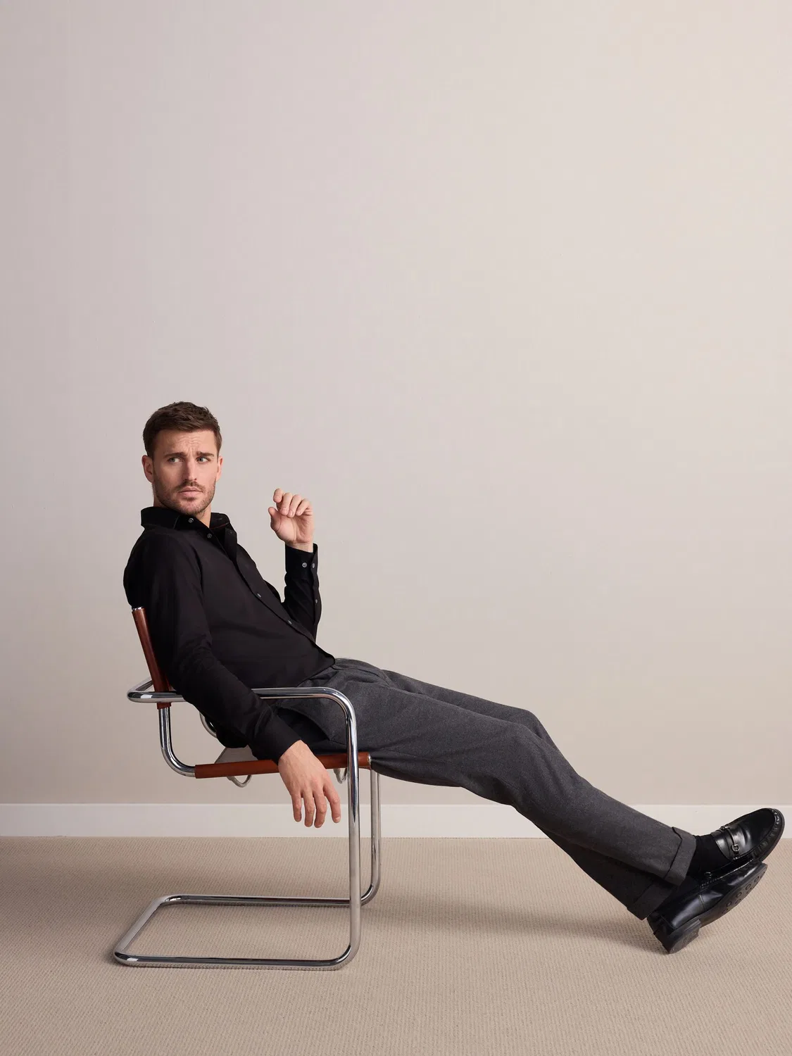 Рубашка с классическим воротником, Slim Fit, Signature Next, черный — фото 2