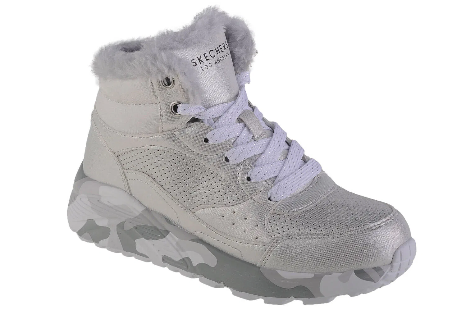 Детские кроссовки для девочек с технологией Air-Cooled Memory Foam Uno Lite - Camo Dazzle Skechers, Silber