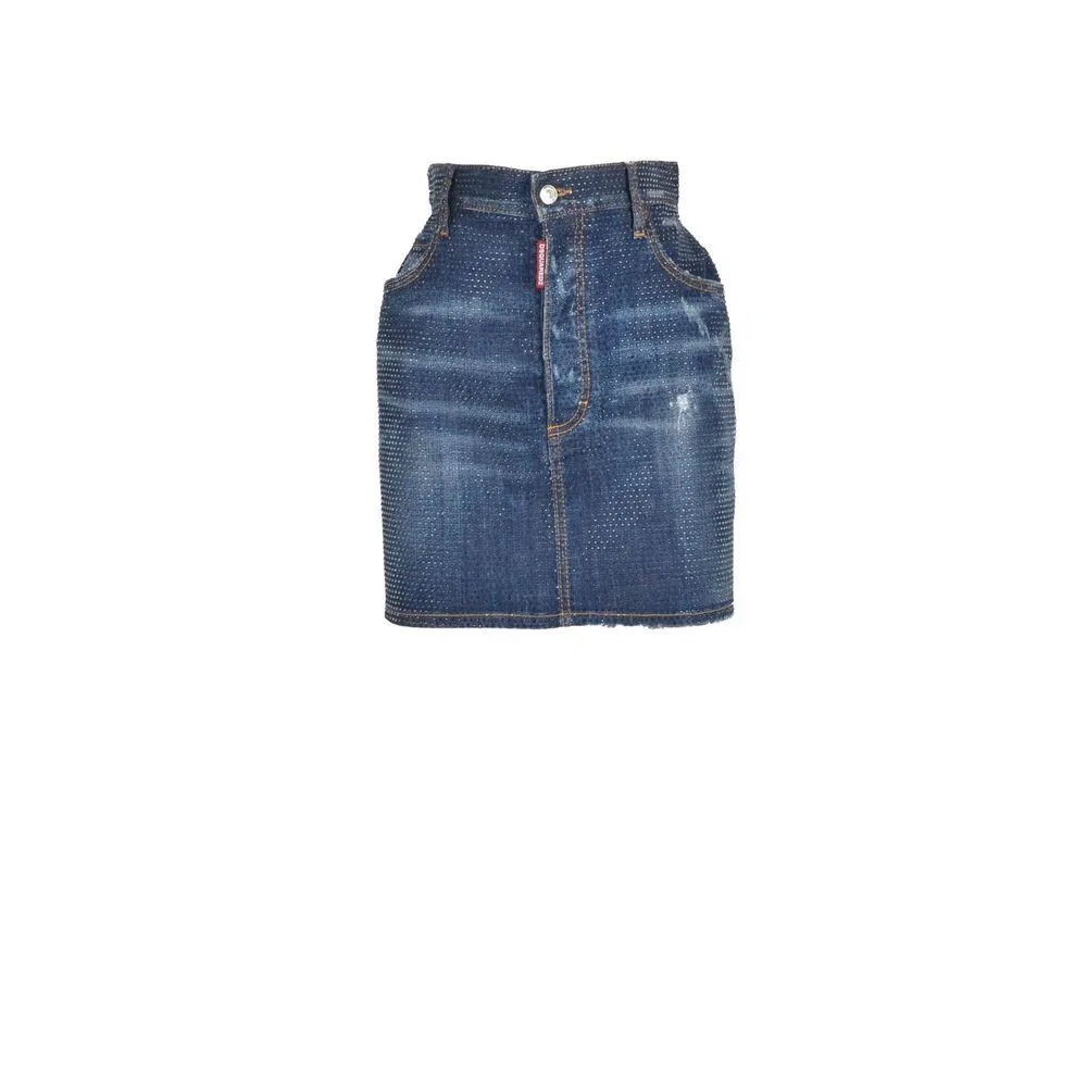 Женская джинсовая юбка с принтом Blue Denim Skirt Dsquared2, Blue