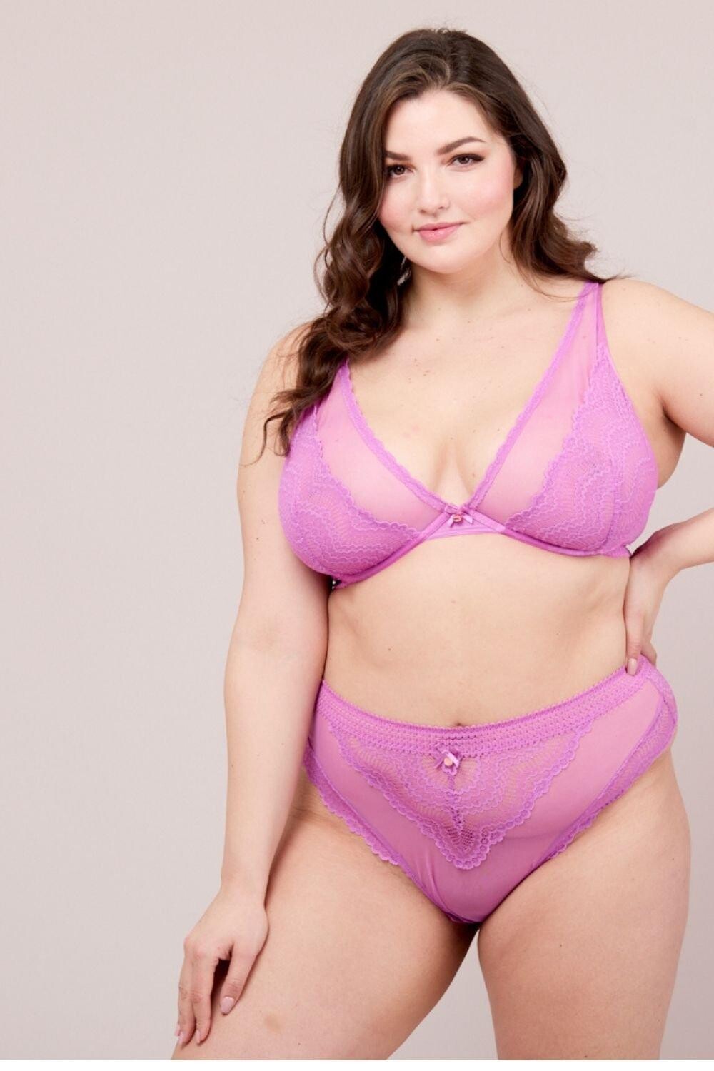 

Трусики с завышенной талией и зигзагообразным кружевом Oola Lingerie, фиолетовый