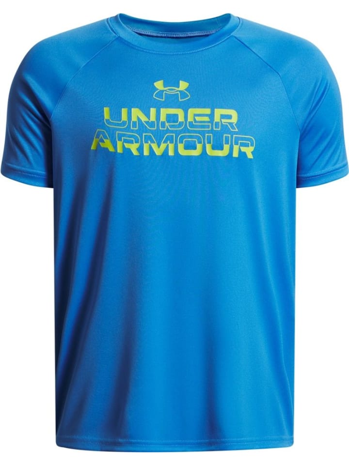 

Спортивная футболка Split Wordmark T-Shirt (Tech) синего цвета Under Armour
