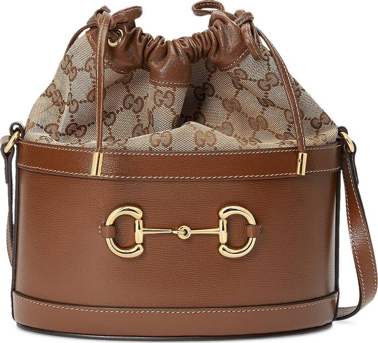 Женская сумка Gucci Horsebit 1955 Bucket, коричневая — фото 2