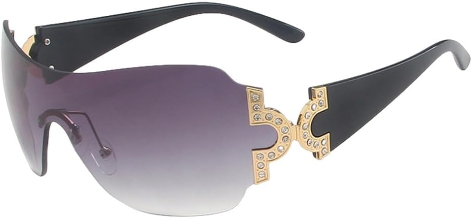 

Женские солнцезащитные очки с крупными зеркальными линзами в стиле панк, цельные солнцезащитные очки, модные солнцезащитные очки без оправы, 2027 год MTZJH, Black Gray