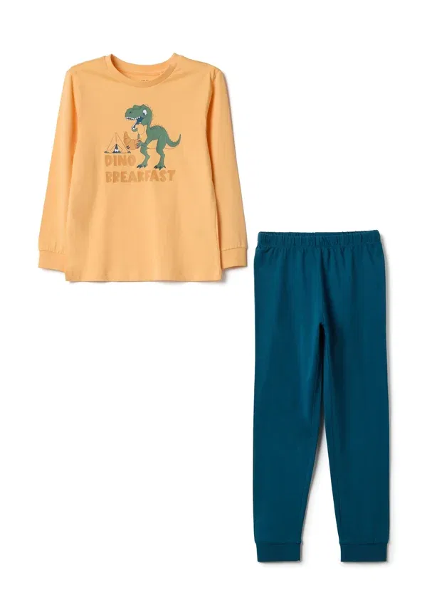 Пижамный комплект из хлопка Regular fit with print set Ovs, синий, оранжевый