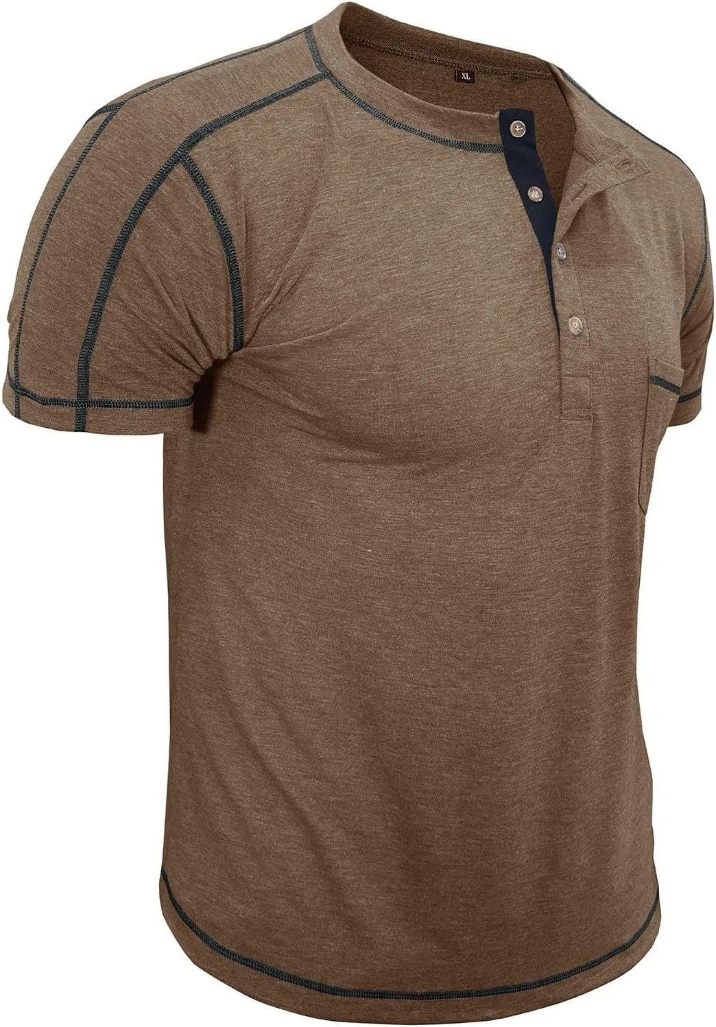 Мужская футболка с контрастным дизайном Short Sleeve Round Neck, Khaki — фото 2
