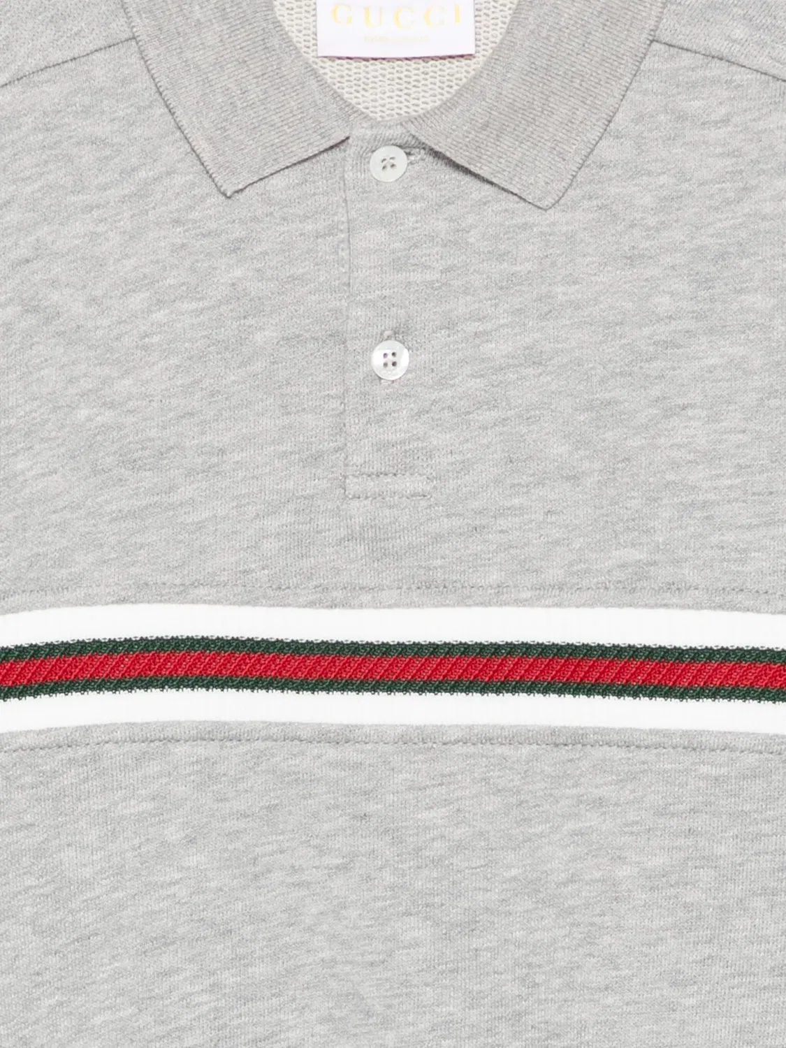 Полосатая рубашка поло с классическим воротником Gucci Kids, серый — фото 3