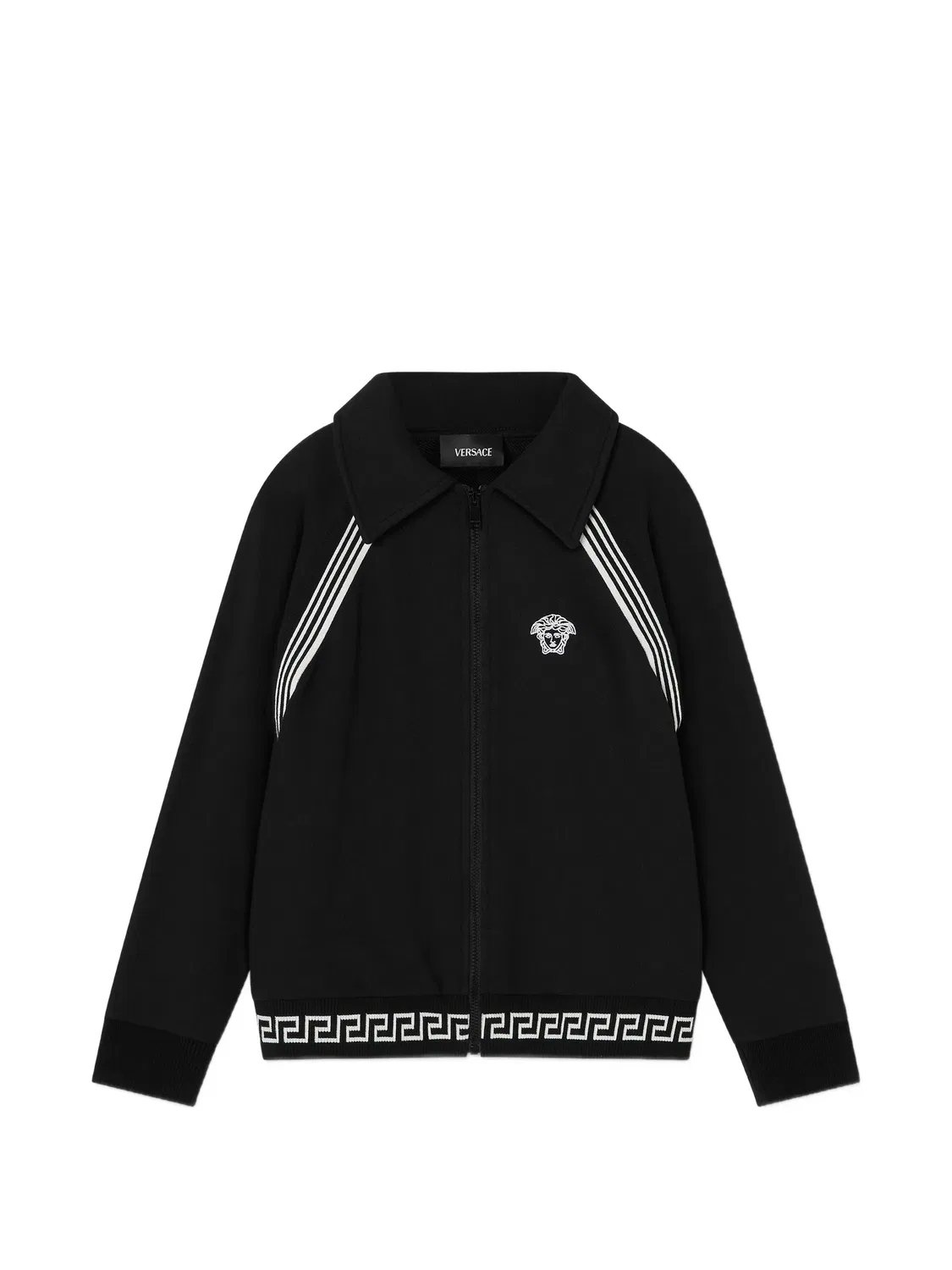 Свитшот на молнии из хлопкового джерси Versace, черный