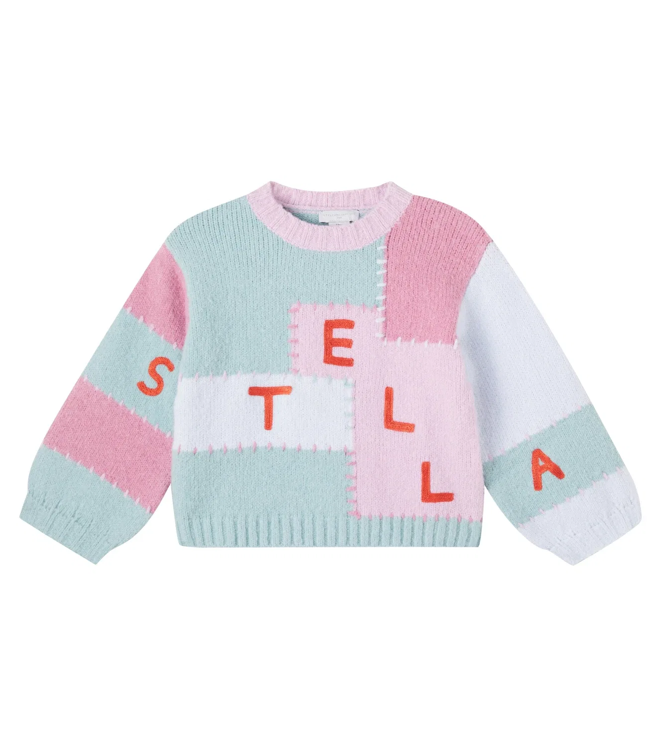 Свитер в стиле пэчворк с логотипом Stella Mccartney Kids, мультиколор