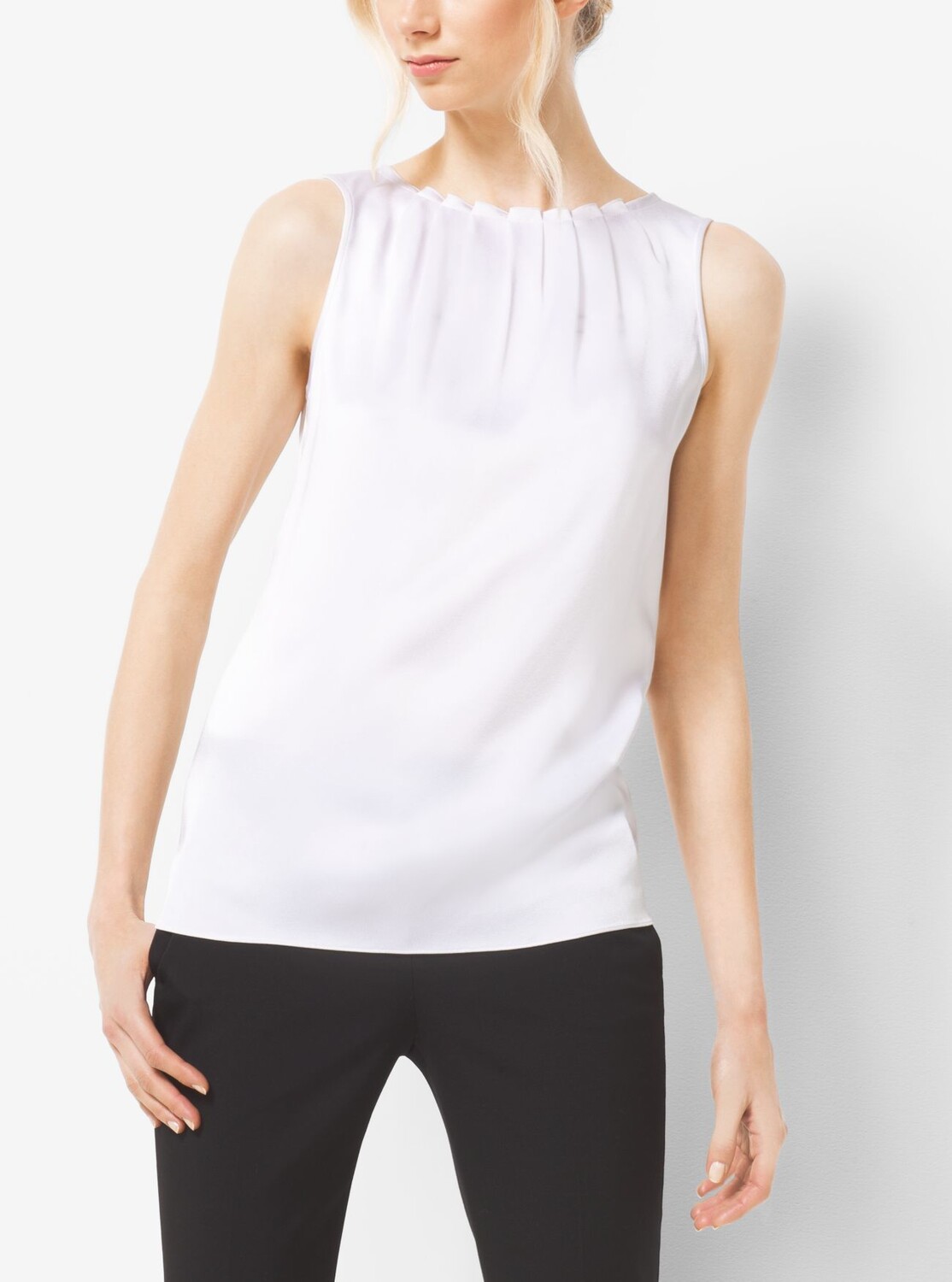 

Блузка Michael Michael Kors Pleated Silk-Blend, белый